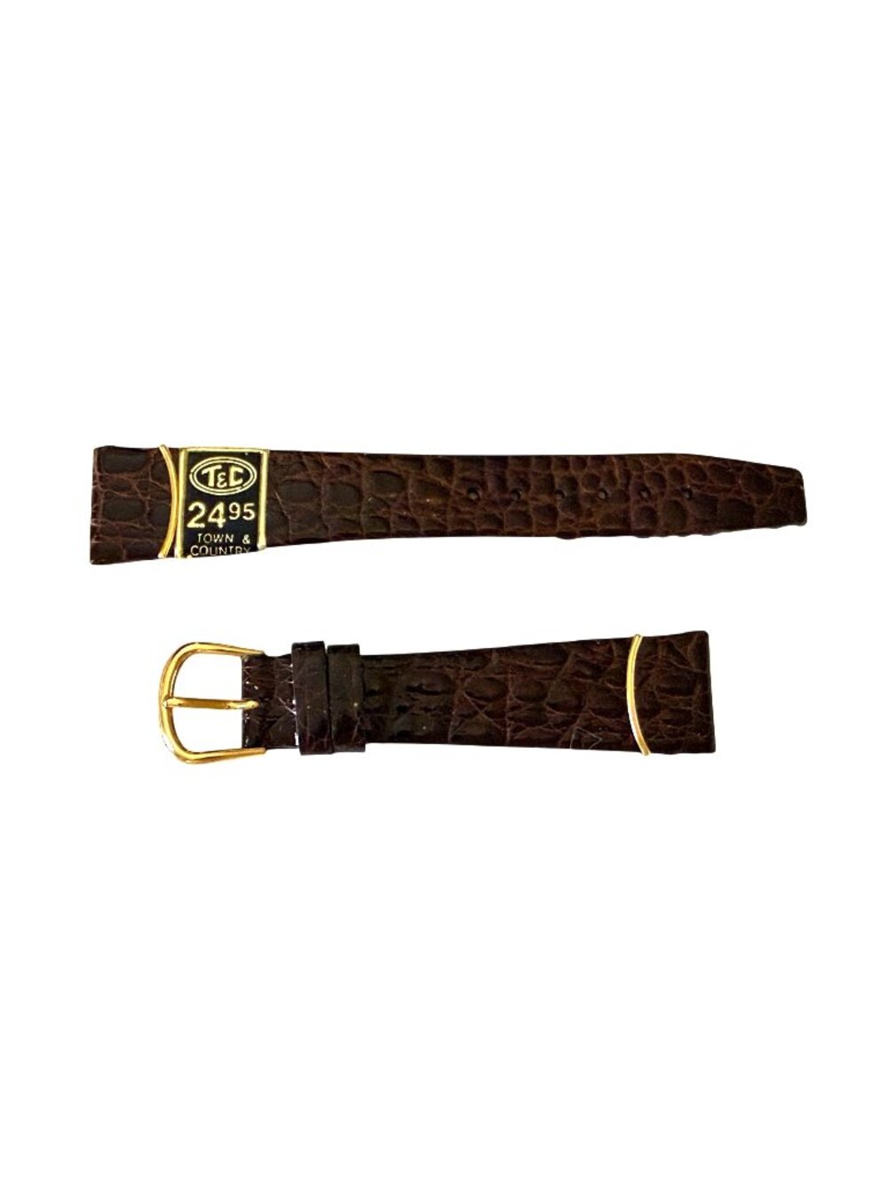 Vintage Town & Country Brown Leather Watch Band Gold Accents 128 3/4R Germany